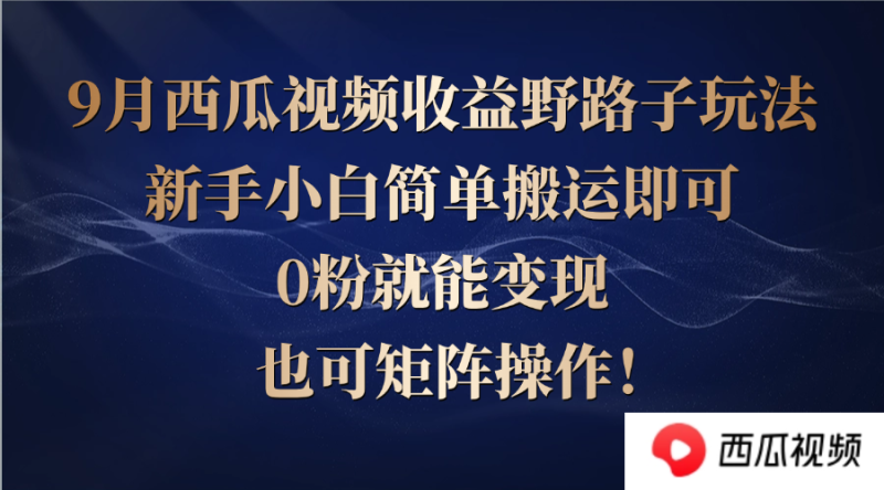 （12760期）西瓜视频收益野路子玩法，新手小白简单搬运即可，0粉就能变现，也可矩…-51云资源