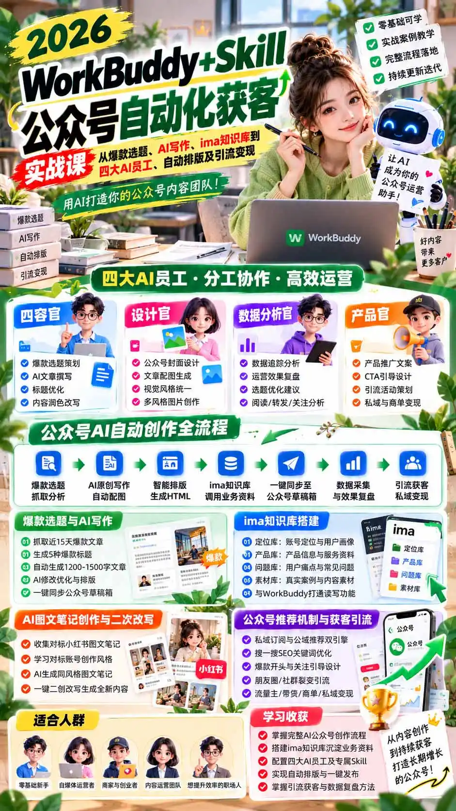 WorkBuddy   Skill公众号自动化获客实战课：从爆款选题、AI写作、ima知识库到四大AI员工、自动排版及引流变现
