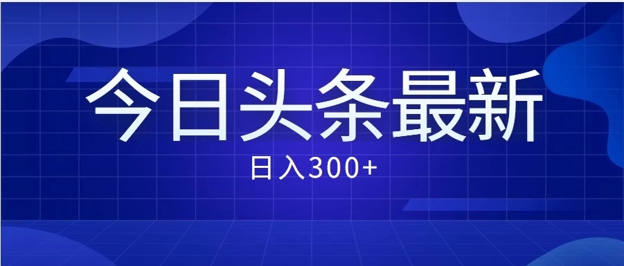价值999的最新头条玩法，每天收入300-51云资源