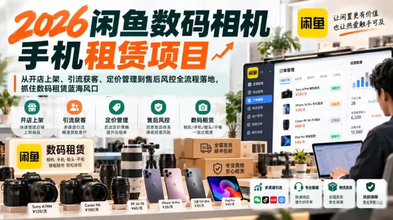 2026闲鱼数码相机手机租赁项目,从开店上架、引流获客、定价管理到售后风控全流程落地,抓住数码租赁蓝海风口-51云资源