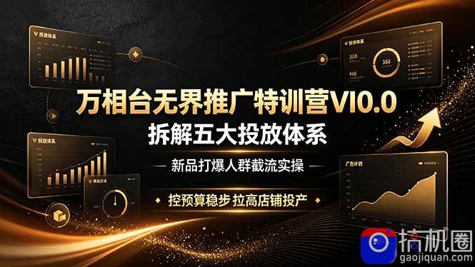 万相台无界推广特训营VI0.0,拆解五大投放体系,新品打爆人群截流实操,控预算稳步拉高店铺投产