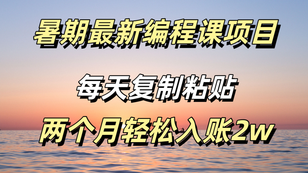 暑期最新编程课项目,简单易上手,只需复制粘贴,2w轻松到手-51云资源