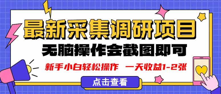 （16155期）新版采集调研项目，截图上传即可，无脑操作，日收益1-2张-51云资源