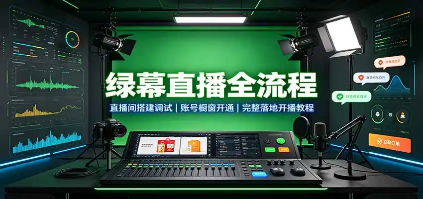 绿幕直播全流程：直播间搭建调试，账号橱窗开通，完整落地开播教程-51云资源