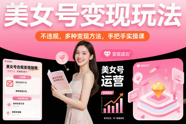 美女号变现玩法，不违规，多种变现方法，手把手实操课-51云资源