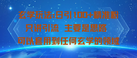 玄学玩法：日引100 精准粉只讲引流主要是思路可以套用到任何玄学的领域-51云资源
