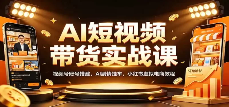 AI短视频带货实战课:视频号账号搭建,AI剧情挂车,小红书虚拟电商教程-51云资源