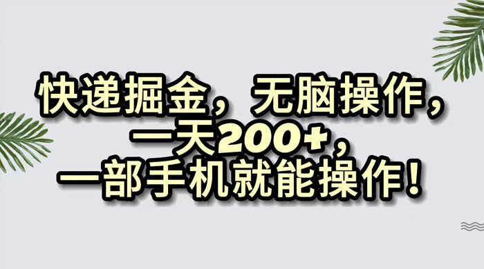 快递掘金，无脑搬运，一天 200 ，一部手机就能操作-51云资源