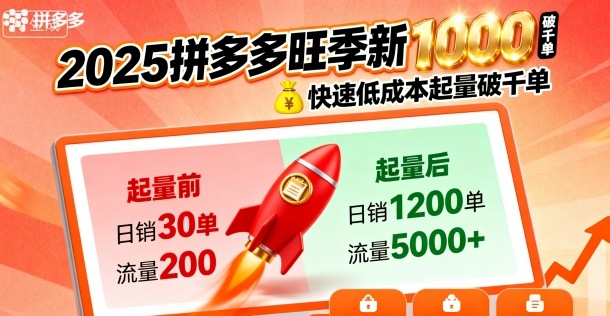 2025拼多多旺季新老店铺——快速低成本起量破千单-51云资源