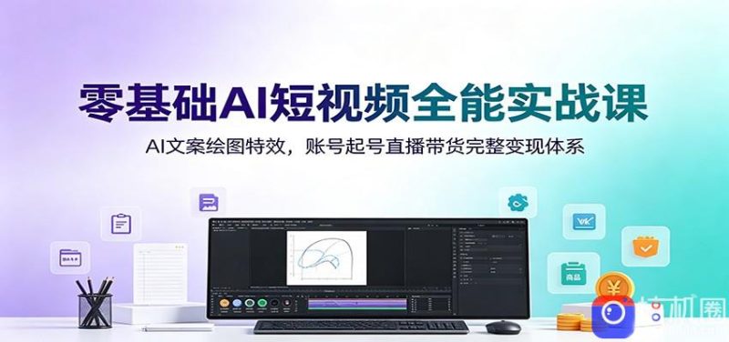 零基础AI短视频全能实战课:AI文案绘图特效,账号起号直播带货完整变现体系-51云资源