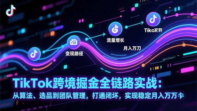TikTok跨境掘金全链路实战:从算法、选品到团队管理,打通闭环,实现稳定月入万刀-51云资源
