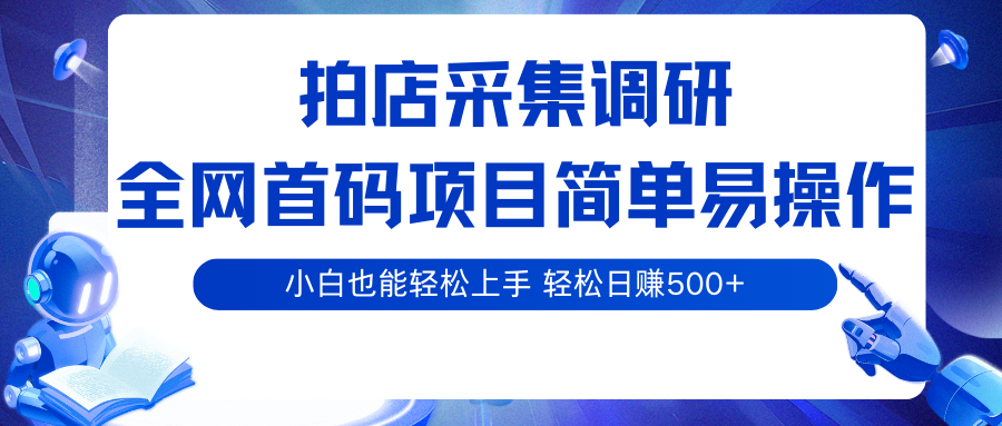 拍店采集调研,全网首码项目,简单易操作, 小白也能轻松上手,轻松日赚500
