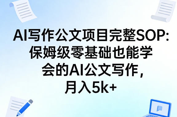 AI写作公文项目完整SOP,保姆级零基础也能学会的AI公文写作,月入5k