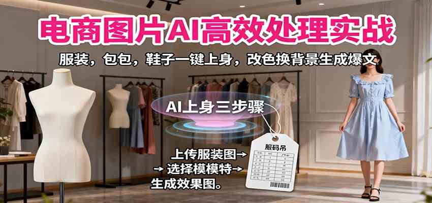 电商图片AI高效处理实战，服装，包包，鞋子一键上身，改色换背景生成爆文-51云资源