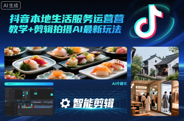抖音本地生活服务运营教学 剪辑拍摄AI最新玩法