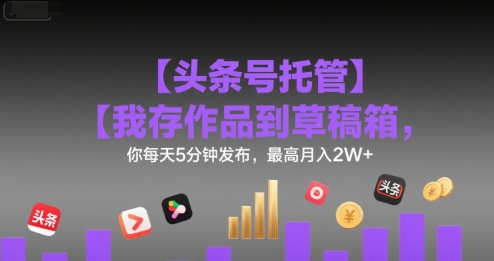 【头条号托管 】我存作品到草稿箱，你每天5分钟发布，最高月入2W 【揭秘】-51云资源