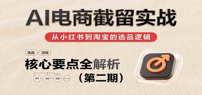 AI电商截留实战,小红书、淘宝等电商平台选品思路及核心要点(第二期)-51云资源