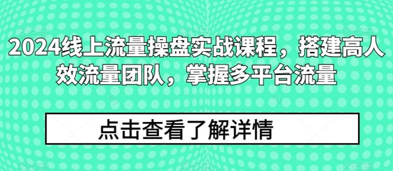 2024线上流量操盘实战课程,搭建高人效流量团队,掌握多平台流量-51云资源