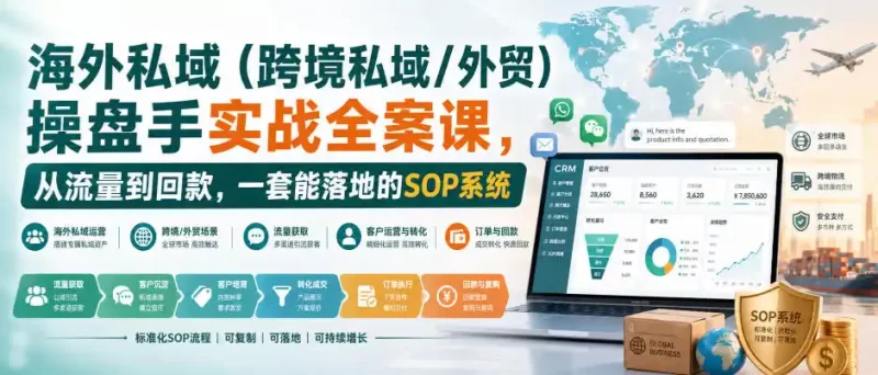 海外私域(跨境私域/外贸)操盘手实战全案课,从流量到回款,一套能落地的SOP系统-51云资源