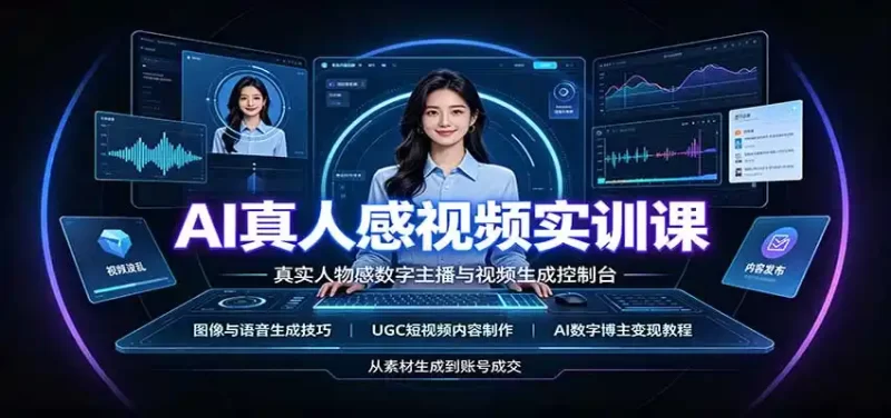 AI真人感视频实训课：图像语音生成，UGC内容制作，AI数字博主变现教程-51云资源