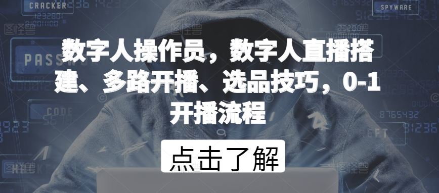 数字人操作员,数字人直播搭建、多路开播、选品技巧,0-1开播流程-51云资源