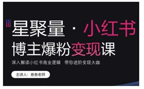 小红书博主爆粉变现课，深入解读小红书商业逻辑，带你进阶变现大咖-51云资源