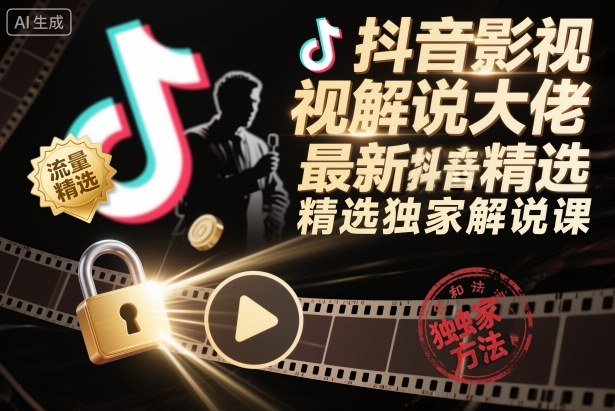抖音影视解说大佬最新抖音进精选和独家方法，精选独家解说课-51云资源