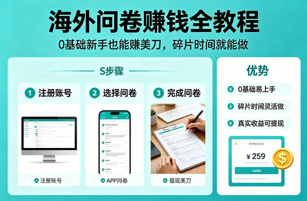 海外问卷賺钱全教程，0基础新手也能賺美刀，碎片时间就能做-51云资源