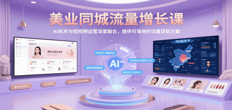 美业同城流量增长课，AI技术与短视频运营深度融合，提供可落地的流量获取方案-51云资源