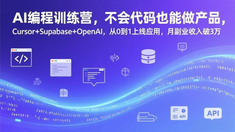 (17388期)AI编程训练营,不会代码也能做产品,Cursor Supabase OpenAI,从0到1上线应用,月副业收入破3万-51云资源