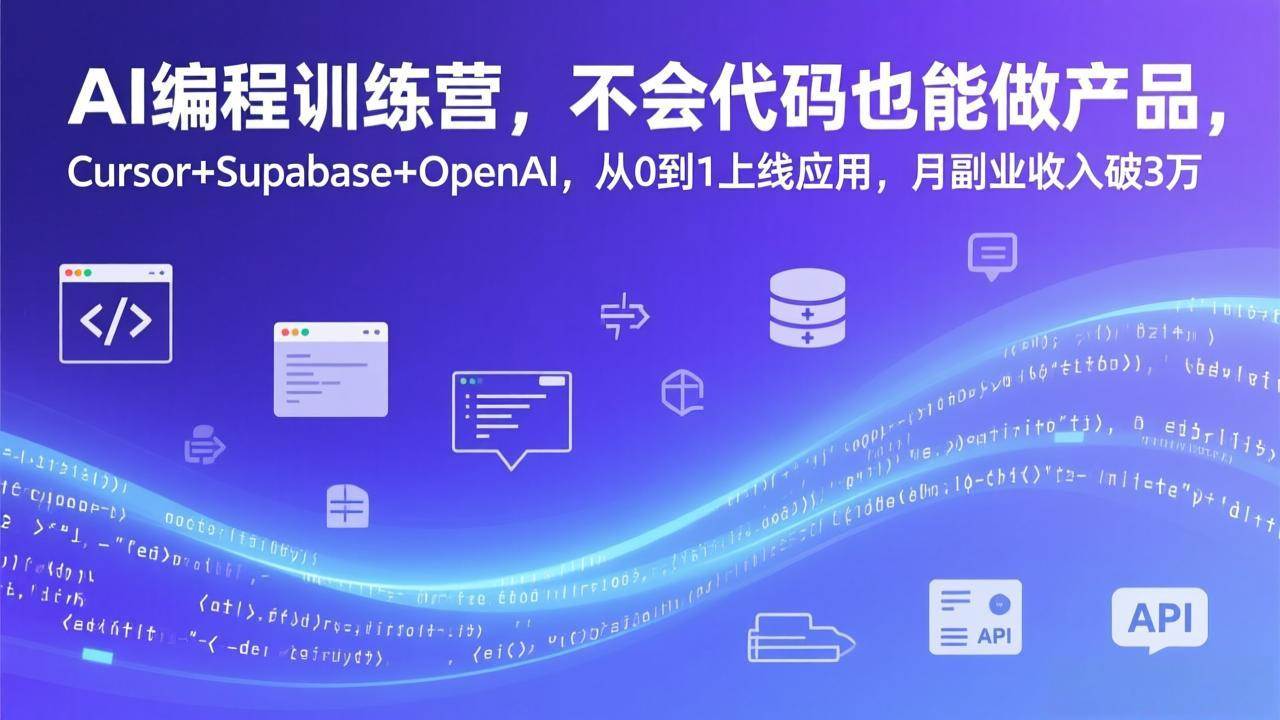 (17388期)AI编程训练营,不会代码也能做产品,Cursor Supabase OpenAI,从0到1上线应用,月副业收入破3万