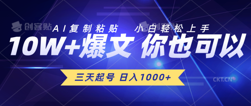 （10446期）三天起号 日入1000  AI复制粘贴 小白轻松上手-51云资源