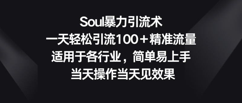 Soul暴力引流术，一天轻松引流100＋精准流量，适用于各行业，简单易上手！-51云资源