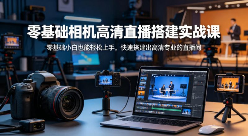 零基础相机高清直播间搭建实战课，小白也能轻松上手，快速搭建出高清专业的直播间-51云资源