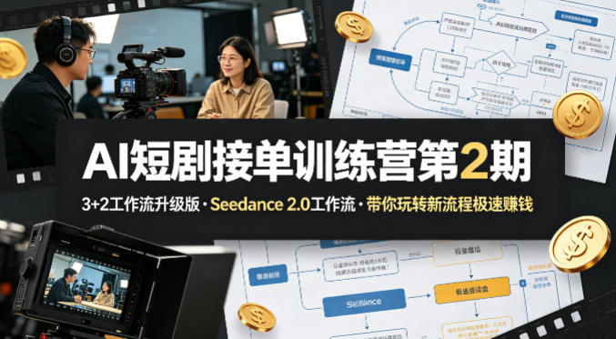 AI短剧接单训练营第2期，3 2工作流升级版，Seedance 2.0工作流，带你玩转新流程极速賺钱-51云资源