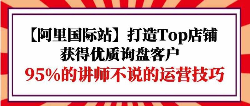 (9976期)【阿里国际站】打造Top店铺-获得优质询盘客户,95%的讲师不说的运营技巧-51云资源
