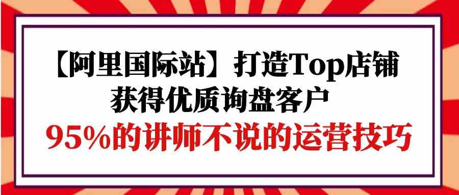 （9976期）【阿里国际站】打造Top店铺-获得优质询盘客户，95%的讲师不说的运营技巧-51云资源