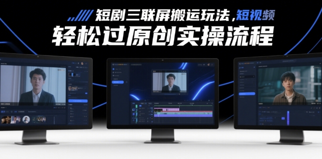短剧三联屏搬运玩法，短剧搬运轻松过原创实操流程-51云资源