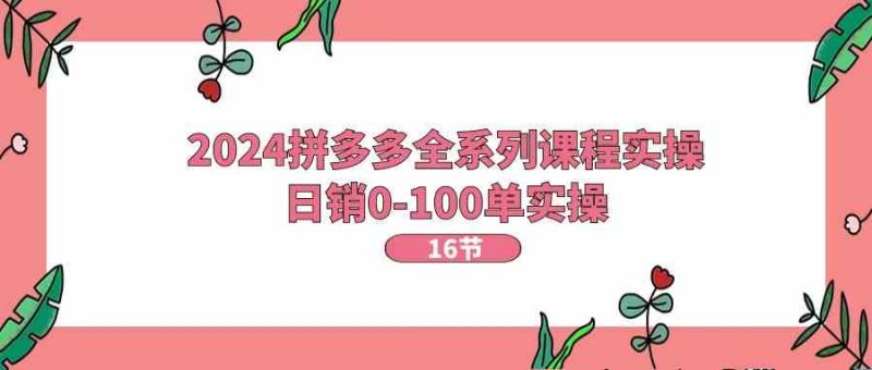 2024拼多多全系列课程实操,日销0-100单实操【16节课】-51云资源