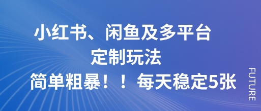 小红书、闲鱼及多平台定制玩法简单粗暴！每天稳定5张-51云资源