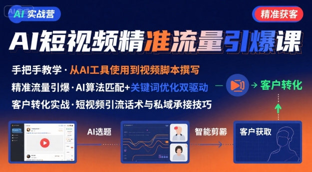 AI 短视频引爆精准客户实战营,手把手教你引爆Ai短视频精准流量-51云资源