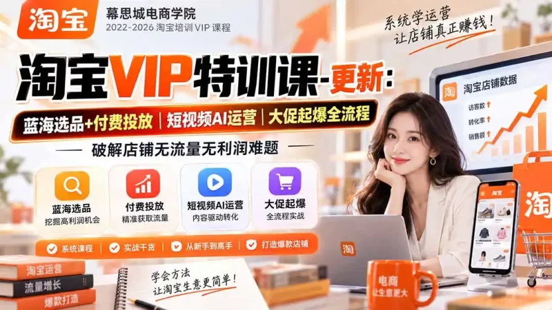 淘宝VIP特训课-更新0917：蓝海选品 付费投放｜短视频AI运营｜大促起爆全流程，破解店铺无流量无利润难题-51云资源