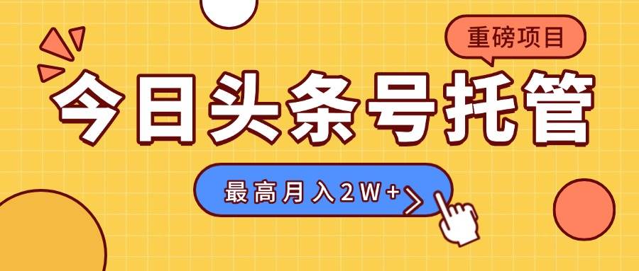 （15905期）【头条号托管 】我提供视频，你发布，每天操作5分钟，最高躺赚1W-51云资源