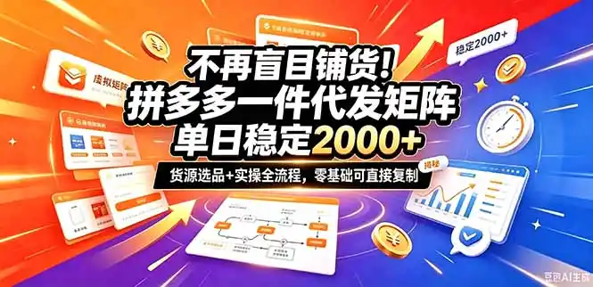 不再盲目铺货！拼多多一件代发矩阵落地攻略，提供优质货源店铺运营全流程，零基础可直接复制-51云资源
