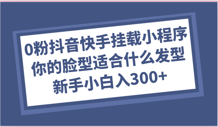 0粉抖音快手挂载小程序，你的脸型适合什么发型玩法，新手小白日入300-51云资源