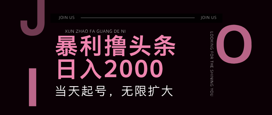 暴利撸头条,单号日入2000 ,可无限扩大-51云资源