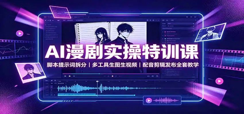 AI漫剧实操特训课：脚本提示词拆分，多工具生图生视频，配音剪辑发布全套教学-51云资源