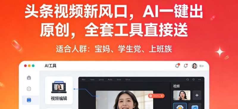 头条视频新风口,AI一键出原创,全套工具直接送,人人可做,有手就行【揭秘】-51云资源