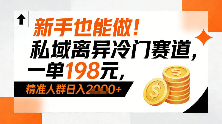 新手也能做！私域离异冷门赛道，一单198，精准人群日入1k-51云资源