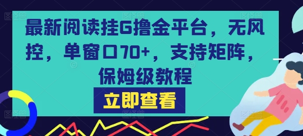 最新阅读挂G撸金平台，无风控，单窗口70 ，支持矩阵，保姆级教程【揭秘】-51云资源